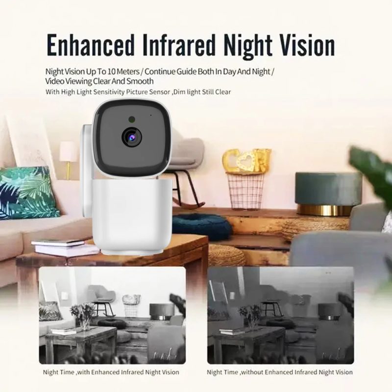 Caméra de surveillance connectée, Wi-Fi, 1080P, vision nocturne améliorée, détection intelligente, suivi de mouvement, Babyphone vidéo – Image 2