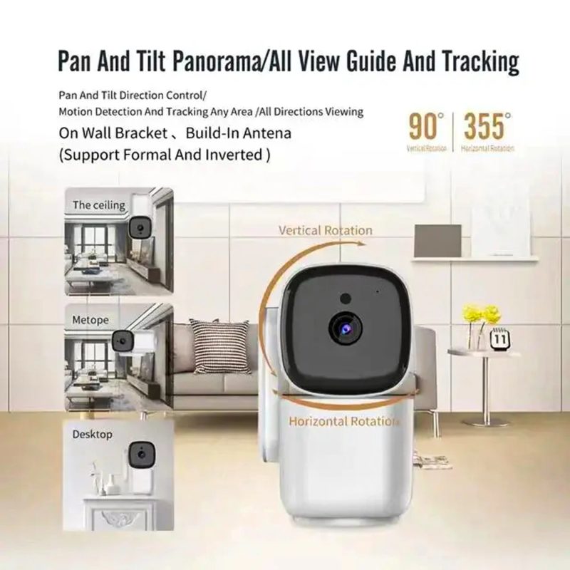 Caméra de surveillance connectée, Wi-Fi, 1080P, vision nocturne améliorée, détection intelligente, suivi de mouvement, Babyphone vidéo – Image 3