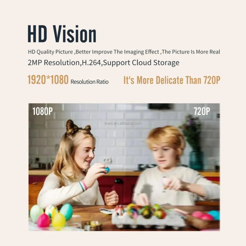 Caméra de surveillance connectée, Wi-Fi, 1080P, vision nocturne améliorée, détection intelligente, suivi de mouvement, Babyphone vidéo – Image 6
