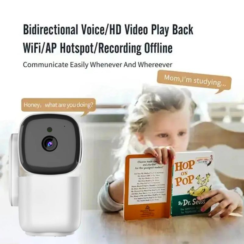 Caméra de surveillance connectée, Wi-Fi, 1080P, vision nocturne améliorée, détection intelligente, suivi de mouvement, Babyphone vidéo – Image 4