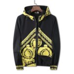 Veste en nylon imprimée, motif baroque, coupe droite, unisexe, noire