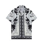 Chemise en coton pour homme, motif imprimé baroque, à manches courtes, décontractée