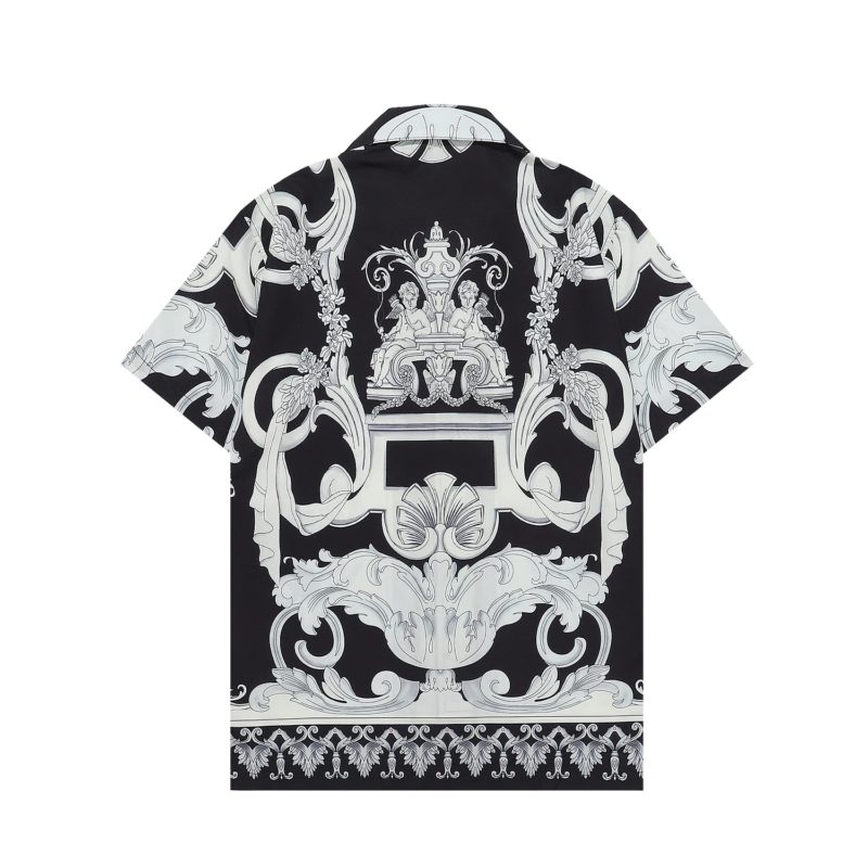 Chemise en coton pour homme, motif imprimé baroque, à manches courtes, décontractée – Image 2