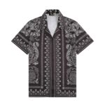 Chemise en coton pour homme, motif imprimé Barocco, à manches courtes, décontractée