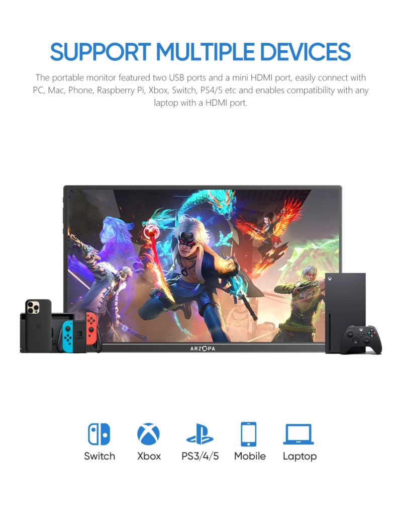 168360-0ah6k2.jpg Moniteur portable 15.6″, écran IPS, 1920x1080, USB-C, Mini-HDMI – Image 5