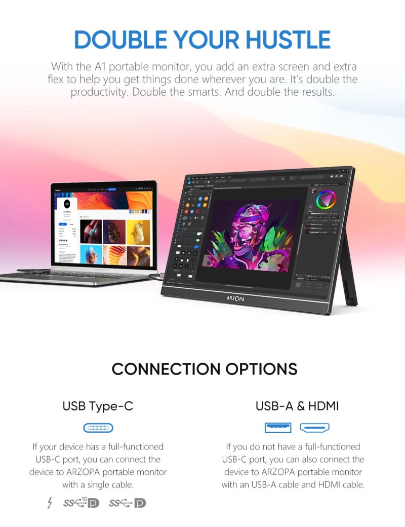 168360-krfwpl.jpg Moniteur portable 15.6″, écran IPS, 1920x1080, USB-C, Mini-HDMI – Image 2