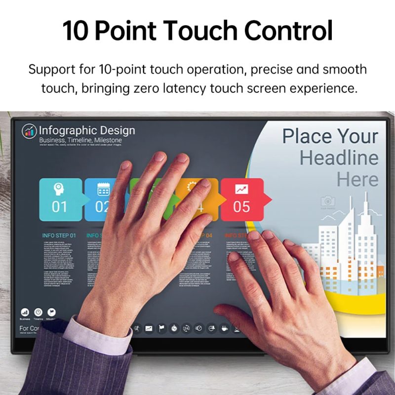 168377-hcfqcs.jpg Moniteur portable 16″, écran IPS tactile, Ultrawide, 1920x1200, 16:10, 3ms, Mini HDMI, USB Type-C – Image 3