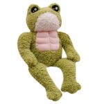 Peluche de grenouille musclée, douce et amusante, 35 cm