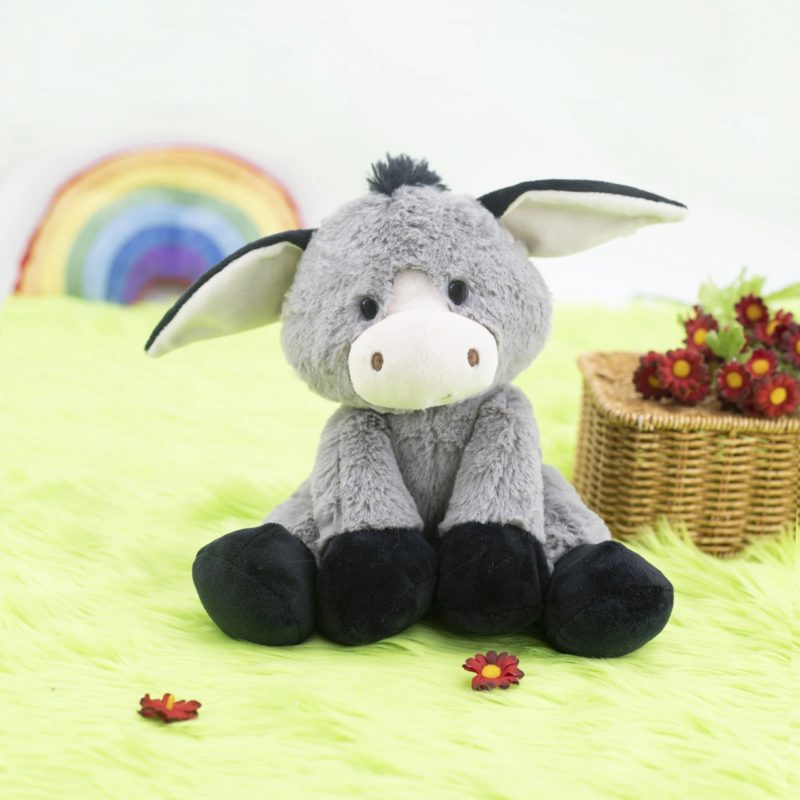 Peluche d'âne gris et noir, dessin animé, douce et confortable, 25 cm – Image 2