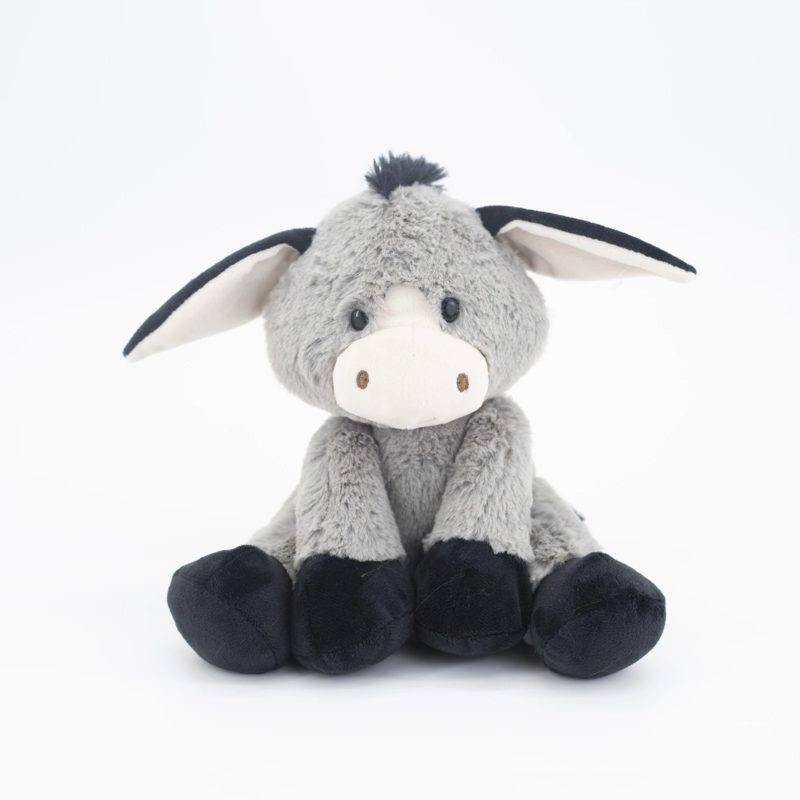 Peluche d'âne gris et noir, dessin animé, douce et confortable, 25 cm – Image 1