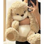 Peluche de lapin à longues oreilles, moelleux, super mignon, oreiller, 35 cm – Image 5
