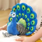 Peluche de paon bleu et vert, douce et confortable, 30 cm – Image 5