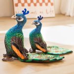 Peluche de paon réaliste, bleu et vert, doux, de 28 à 35 cm – Image 6