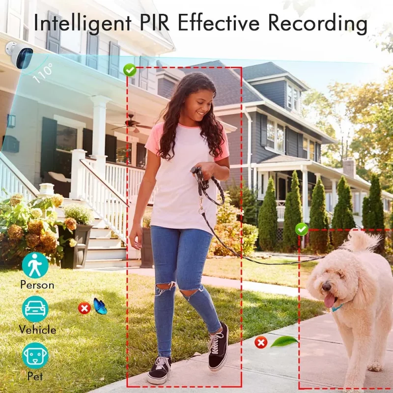 Caméra de surveillance WiFi, FHD 1080P, étanche, rechargeable, dispositif de sécurité extérieur et intérieur – Image 6