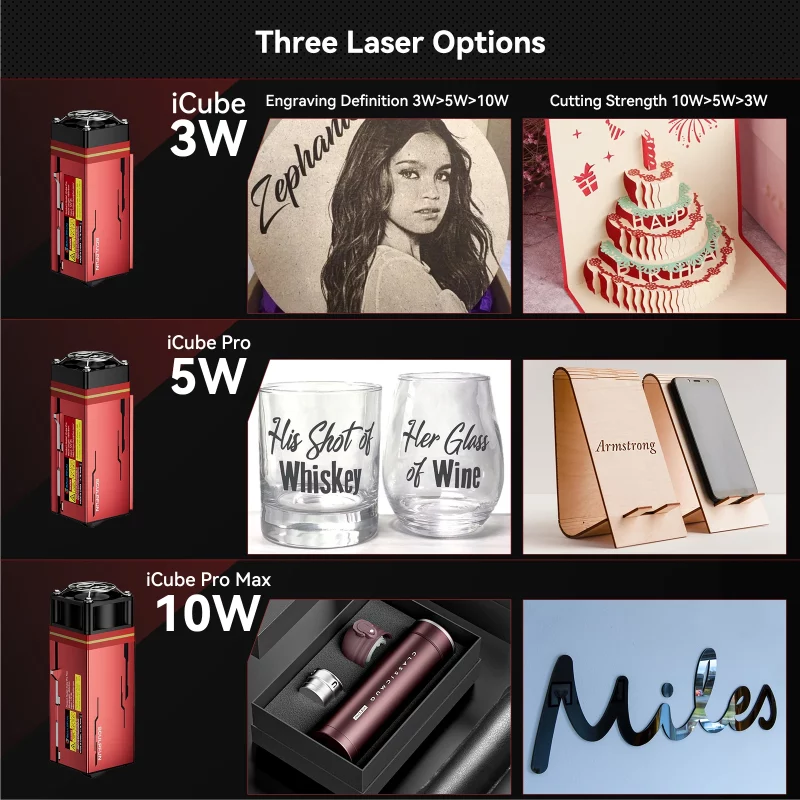 Graveur laser portable, iCube Pro 5W, Bluetooth, filtre à fumée, zone de gravure 130 x 130 mm – Image 4