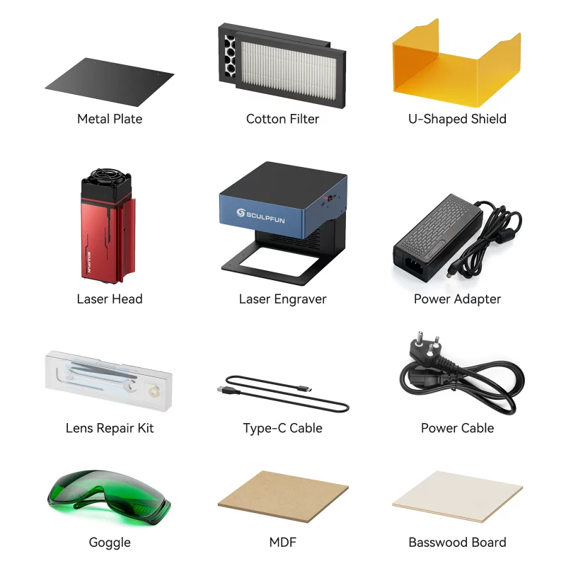 Graveur laser portable, iCube Pro 5W, Bluetooth, filtre à fumée, zone de gravure 130 x 130 mm – Image 10