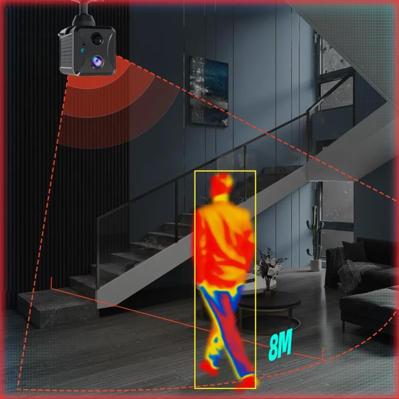 Mini caméra de sécurité 3MP, Wifi, 4G, faible consommation, détection PIR infrarouge, rechargeable – Image 2