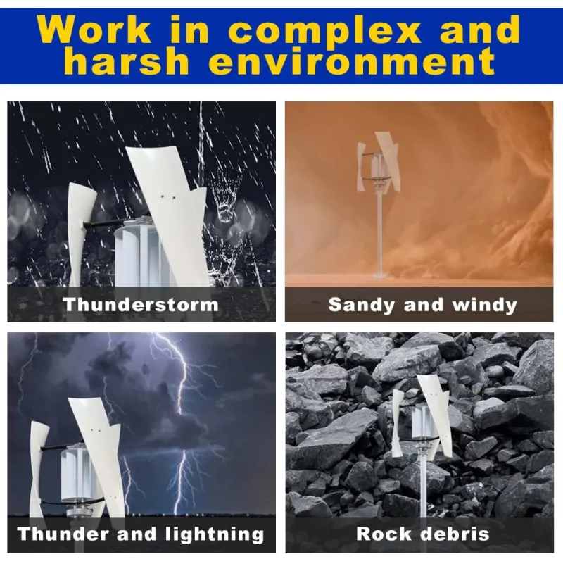 Energie éolienne à vent, 2000 à 5000W, turbine à axe vertical, générateur haute tension avec contrôleur hybride – Image 4