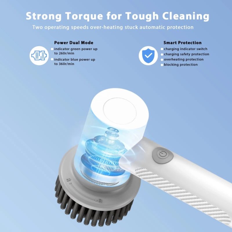 Brosse de nettoyage électrique sans fil, pour salle de bain, étanche et rechargeable – Image 5