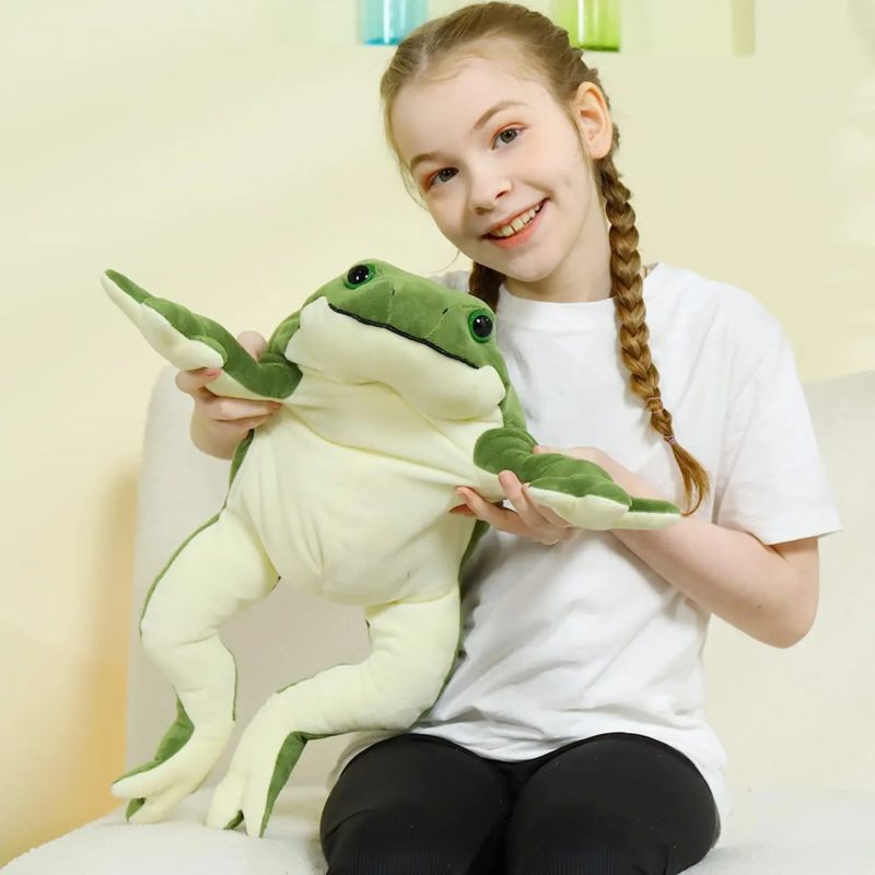 Peluche de grenouille verte, douce et confortable, oreiller, de 29 à 58 cm – Image 2