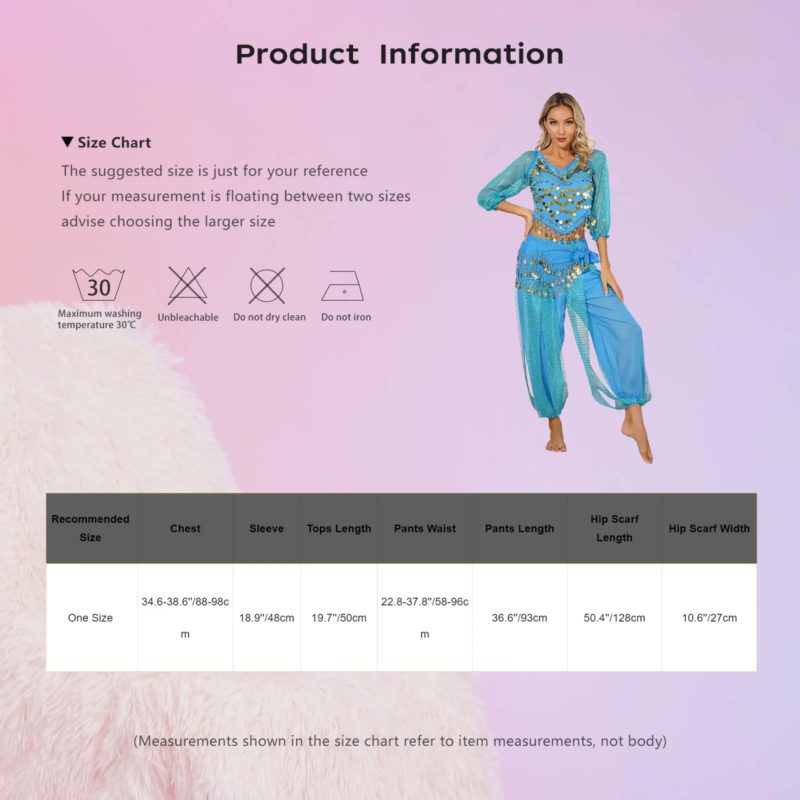 169935-qijo1n.jpg Costume de danse orientale, paillettes brillantes, élastique, taille unique – Image 6