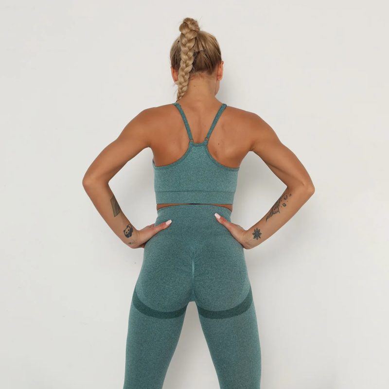 Ensemble de fitness 2 pièces, tenue de sport sans couture, anti-rétrécissement et respirant – Image 2