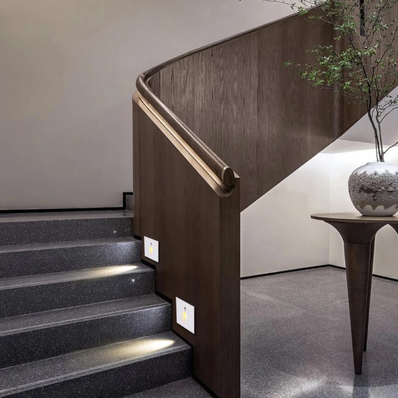 Spot LED à encastrer au mur 3W, Capteur PIR pour escalier, détection de mouvement, en aluminium noir – Image 6