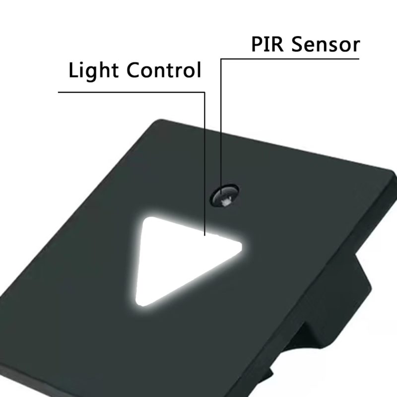 Spot LED à encastrer au mur 3W, Capteur PIR pour escalier, détection de mouvement, en aluminium noir – Image 3