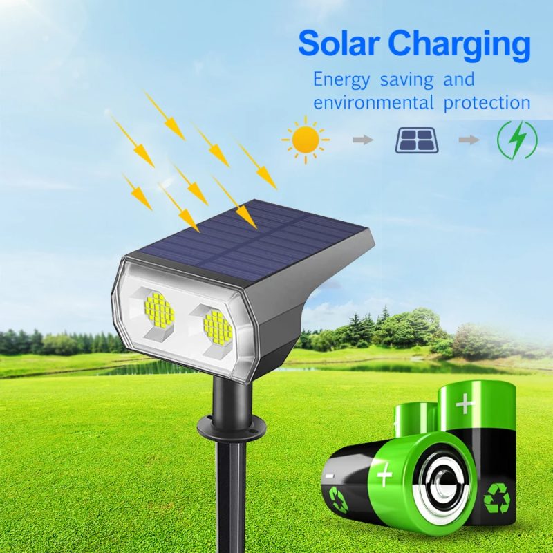 Lot de 2 projecteurs à énergie solaire, 48 LED, IP65, 3 modes d’éclairage, avec capteur de lumière – Image 5