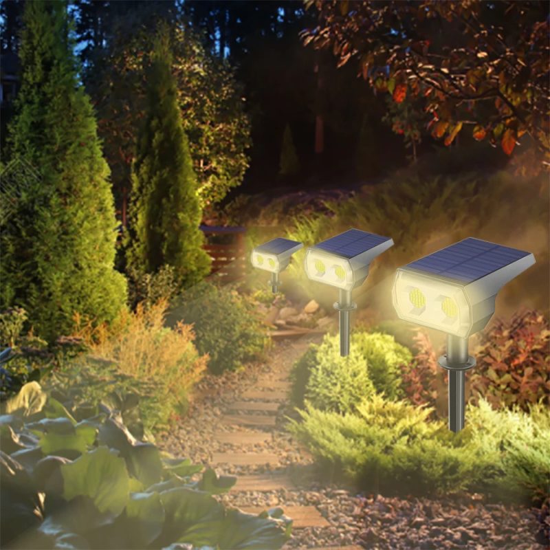 Lot de 2 projecteurs à énergie solaire, 48 LED, IP65, 3 modes d’éclairage, avec capteur de lumière – Image 8