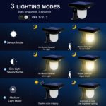Lot de 2 lampes à énergie solaire, 1800mAH, étanche IP65, 3 modes d’éclairage, avec capteur de présence – Image 5