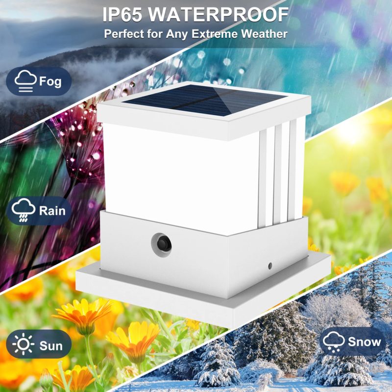 Lampe solaire pour poteau d'extérieur, étanche IP65, 2000mAh, lanterne de jardin – Image 5