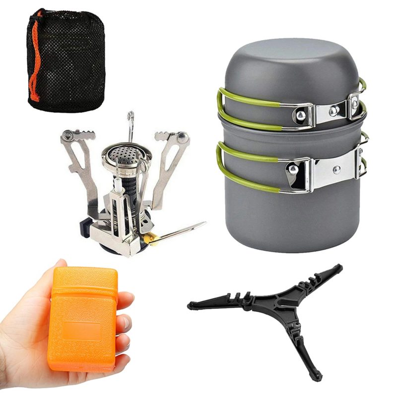 Ensemble de réchaud à gaz 3000 W, casseroles de camping et support de sécurité – Image 1
