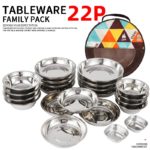 Ensemble d'ustensiles de camping, assiettes et bols, en acier inoxydable 304 et 201, 22 pièces – Image 5