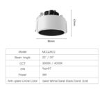 Spot LED en aluminium, anti-éblouissement, 8 W, RCI >97, à encastrer, installation polyvalente – Image 16