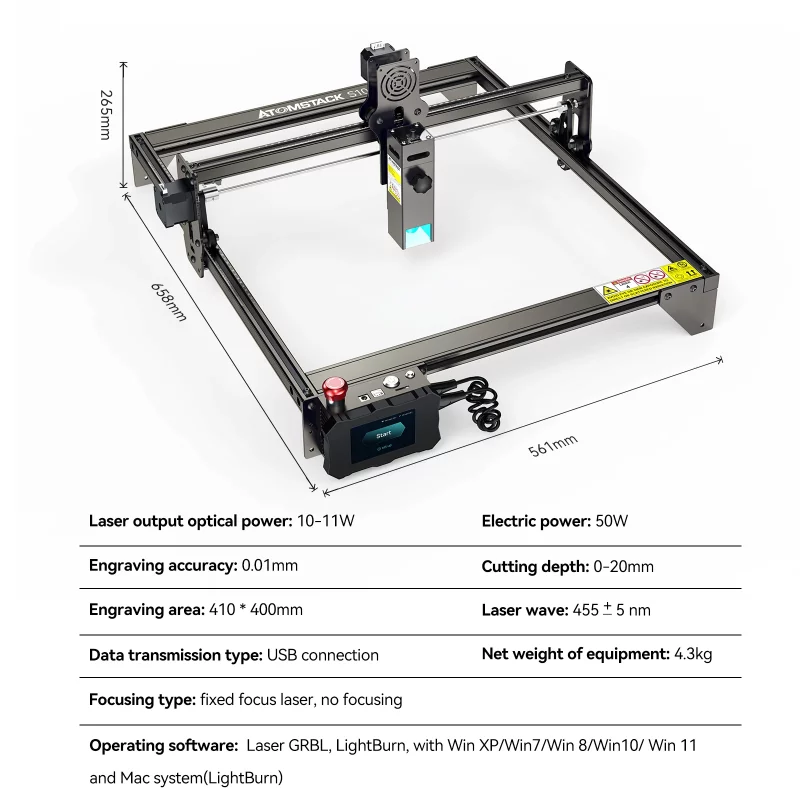Graveur laser CNC haute puissance, ATOMSTACK S10 Pro, 50W, Pack complet pour découpe et gravure, support hors ligne – Image 13