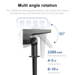 Lot de 2 projecteurs à énergie solaire, 48 LED, IP65, 3 modes d’éclairage, avec capteur de lumière – Image 6