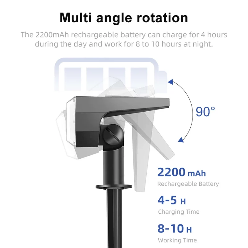 Lot de 2 projecteurs à énergie solaire, 48 LED, IP65, 3 modes d’éclairage, avec capteur de lumière – Image 6