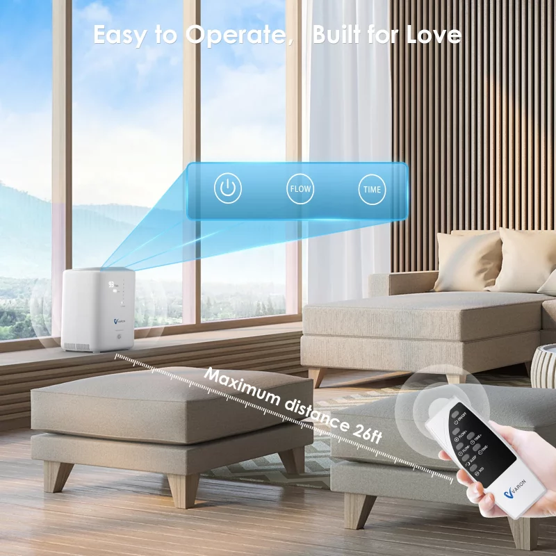 Concentrateur d'oxygène domestique 1-7l/min, à débit pulsé et réglable, fonction nébulisation et humidification automatique – Image 3