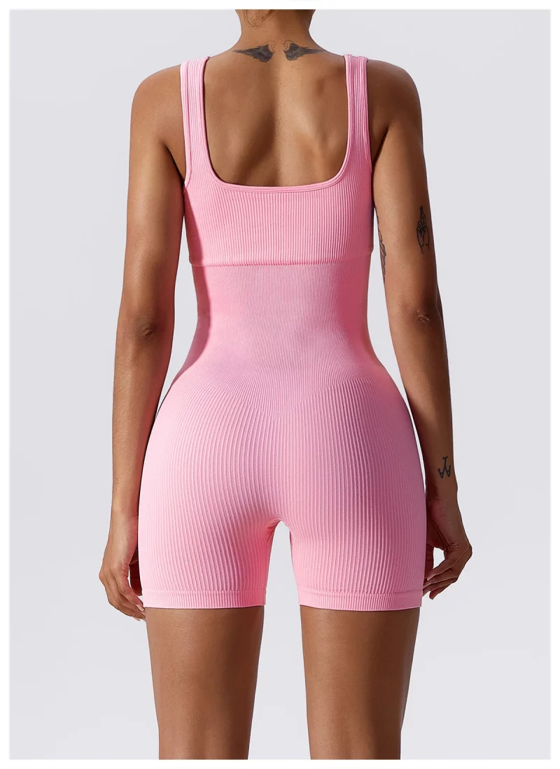 Combishort de fitness sans couture, avec bretelles, respirante, séchage rapide – Image 9