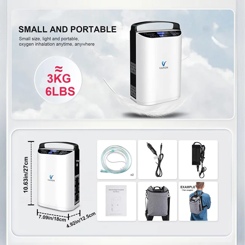 Concentrateur d’oxygène portable 5l/min, à débit pulsé et réglable, méthode PSA, avec batterie integrée et sac de transport – Image 13