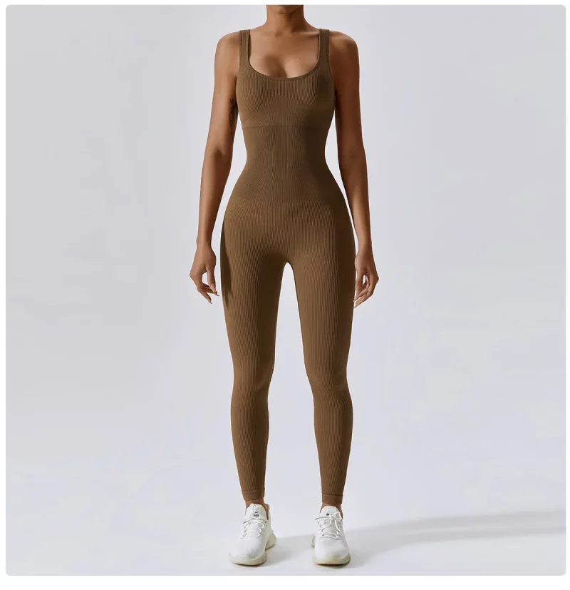 S5071852814b740b78575cd47be7641aac Combinaison de fitness sans couture, avec bretelles, sans manches, respirante, séchage rapide – Image 3