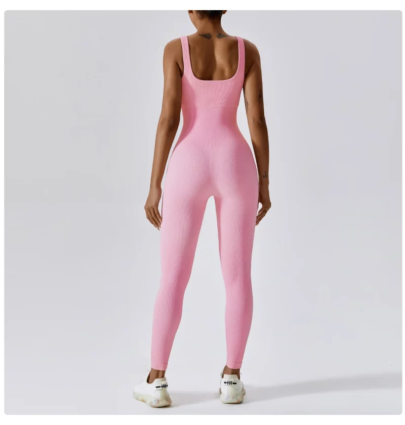 S599069af2b1d4214a7855211ddfa184at Combinaison de fitness sans couture, avec bretelles, sans manches, respirante, séchage rapide – Image 19