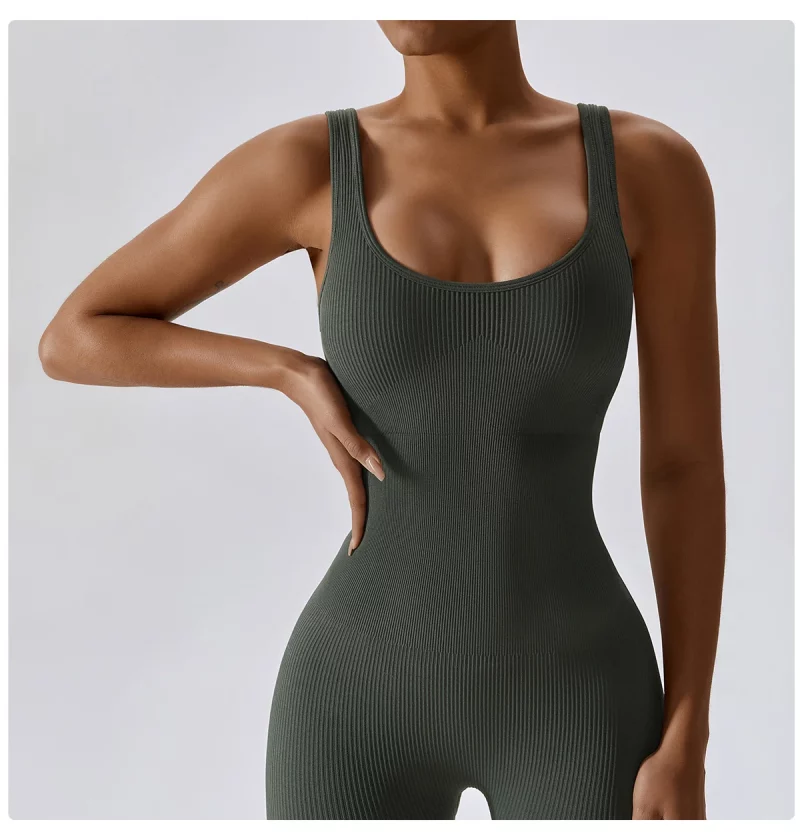 S626ebf23796c4b17bfbec066e535972fo Combinaison de fitness sans couture, avec bretelles, sans manches, respirante, séchage rapide – Image 15