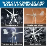 Energie éolienne à vent, 4000W, avec contrôleur MPPT/Hybride, 3 à 5 pales, pour usage domestique – Image 4