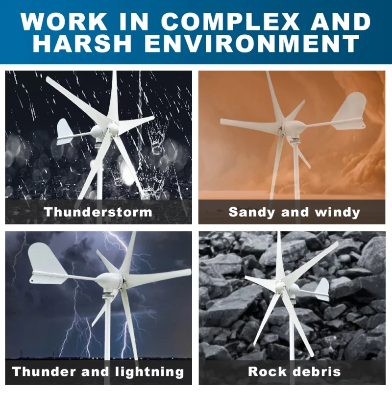 Energie éolienne à vent, 4000W, avec contrôleur MPPT/Hybride, 3 à 5 pales, pour usage domestique – Image 4