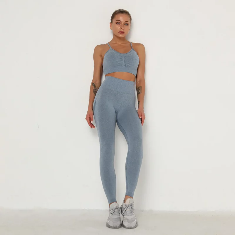 Ensemble de fitness 2 pièces, tenue de sport sans couture, anti-rétrécissement et respirant – Image 10
