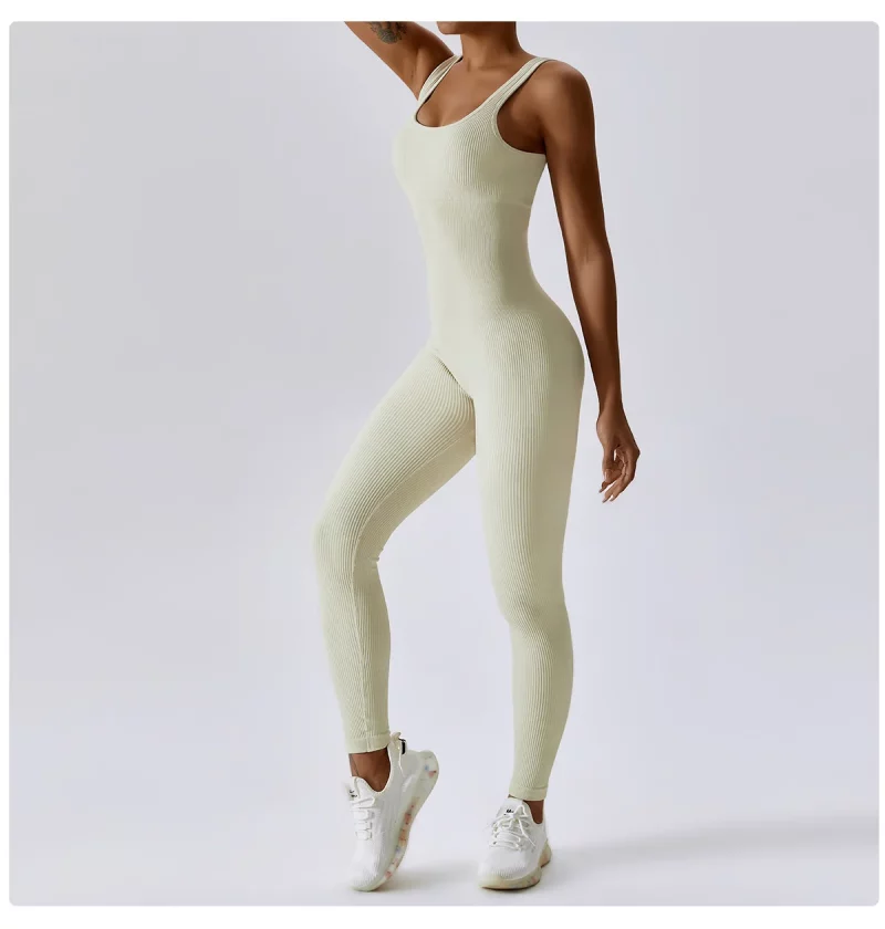 S82b84920b03f4491b74838fde1007176m Combinaison de fitness sans couture, avec bretelles, sans manches, respirante, séchage rapide – Image 13