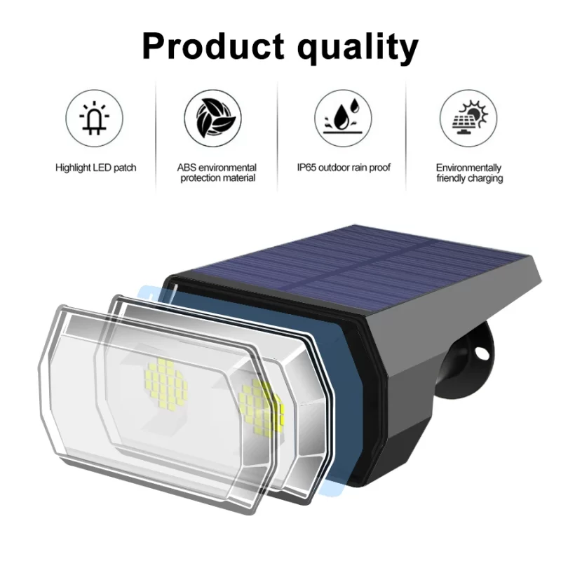 Lot de 2 projecteurs à énergie solaire, 48 LED, IP65, 3 modes d’éclairage, avec capteur de lumière – Image 7