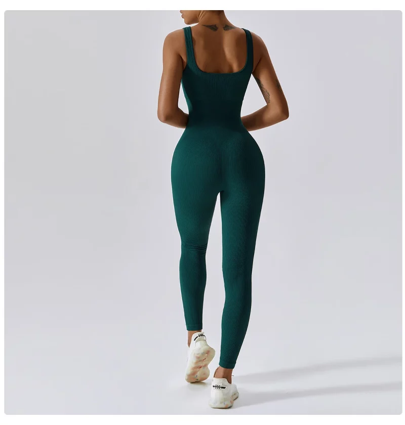 Sc76526cd13f54a6d9bd8f661f9708fe5L Combinaison de fitness sans couture, avec bretelles, sans manches, respirante, séchage rapide – Image 9